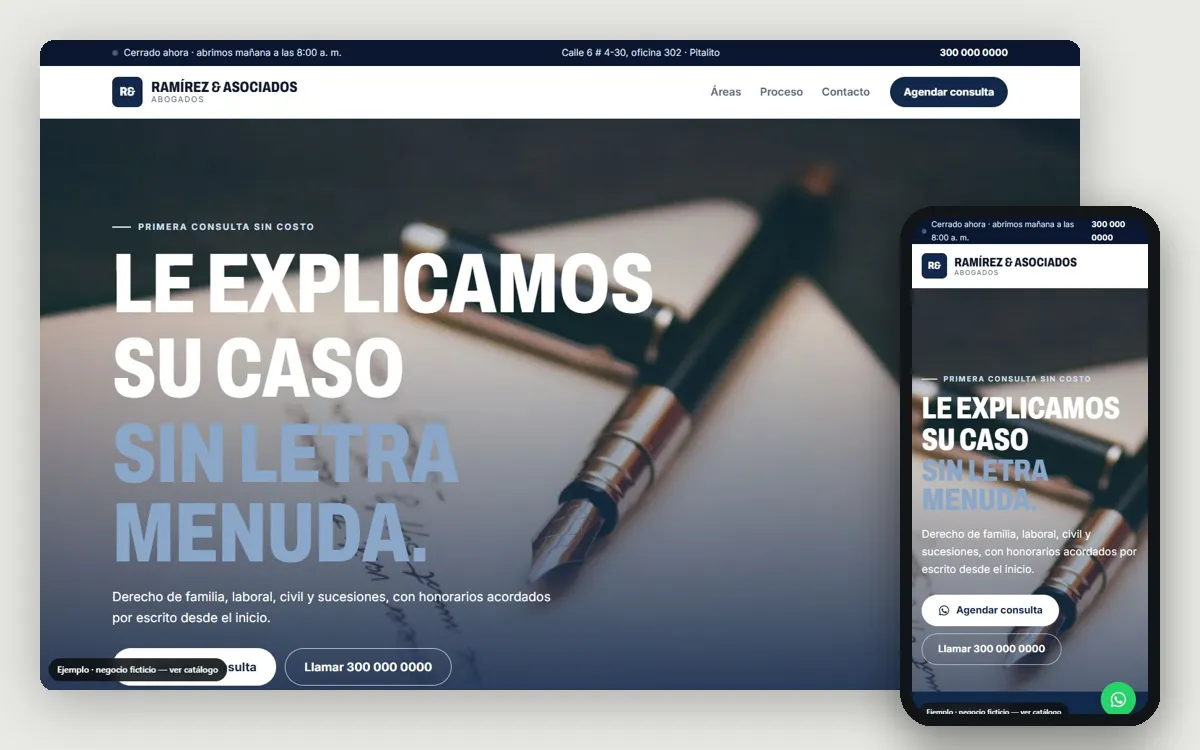 Ejemplo de página web para abogados