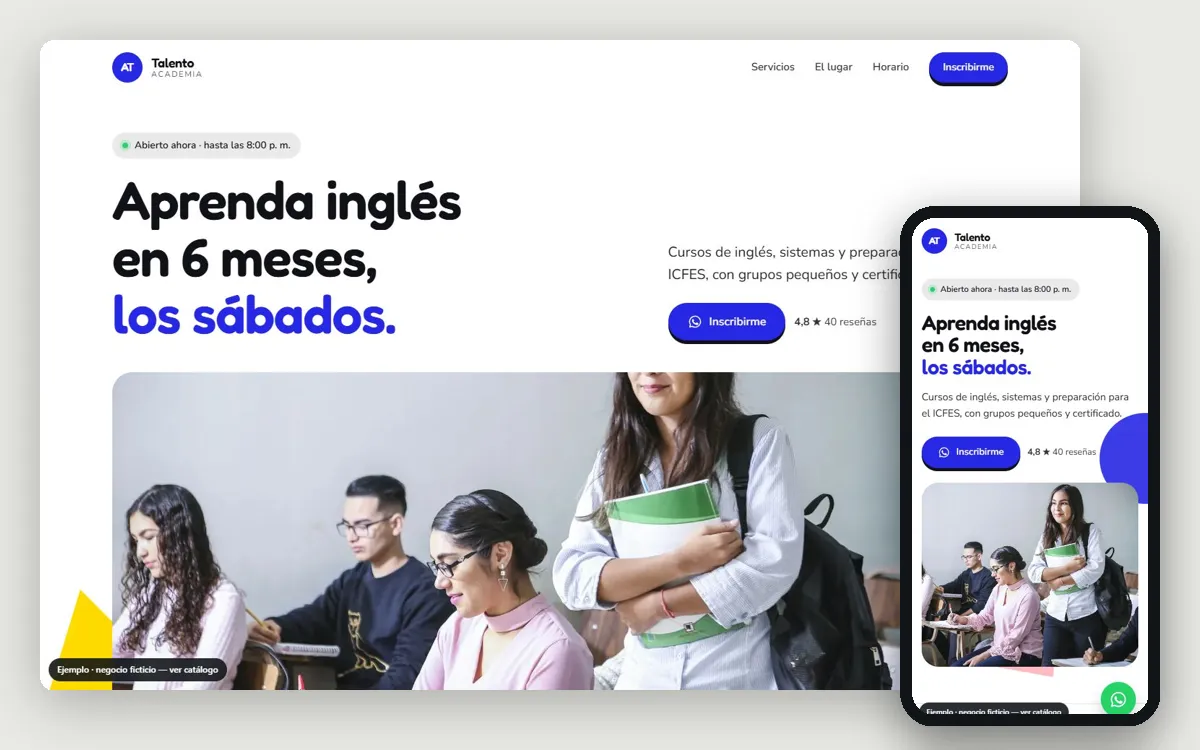 Ejemplo de página web para academias e institutos