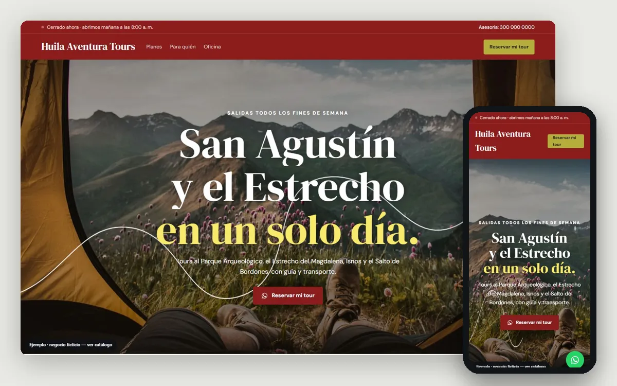 Ejemplo de página web para agencias de turismo