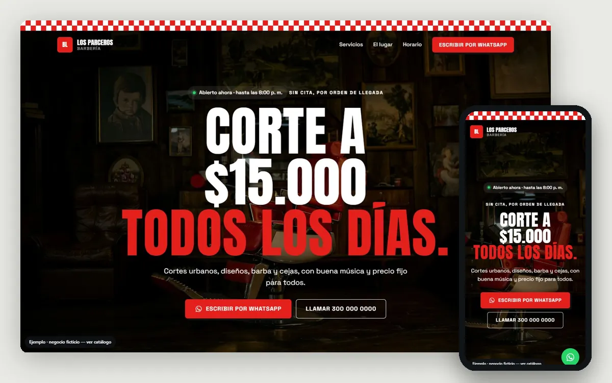 Ejemplo de página web para barberías y peluquerías