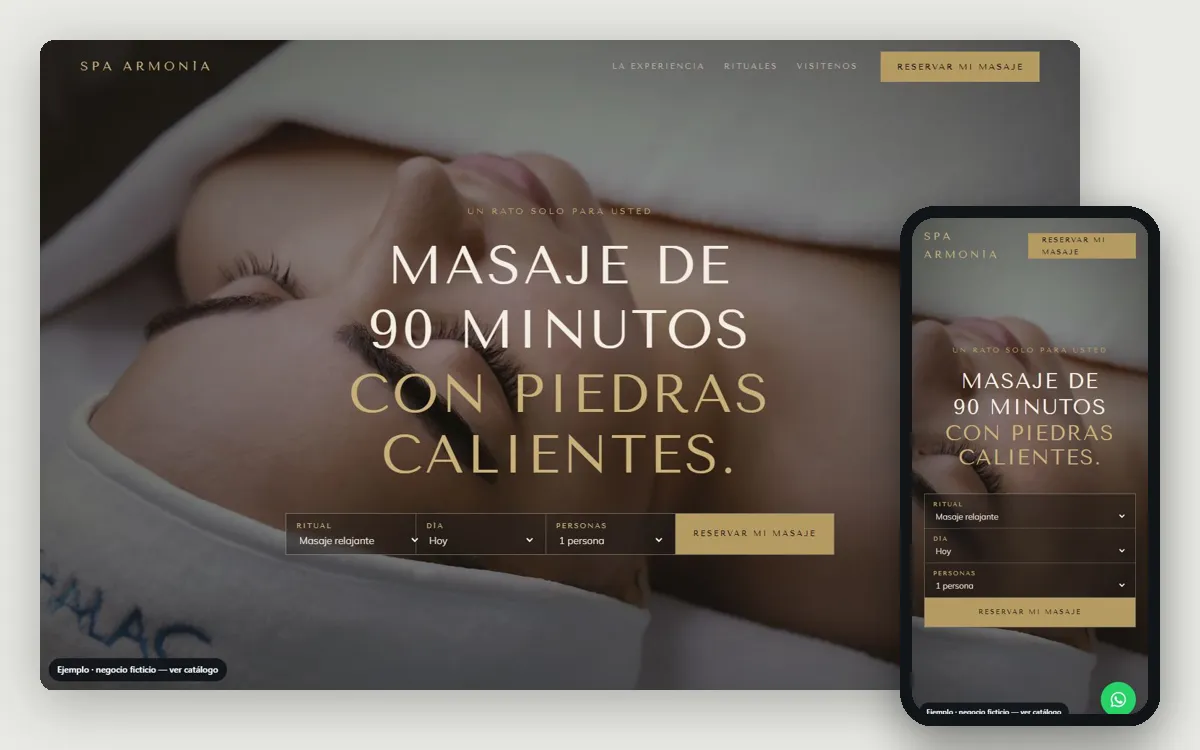 Ejemplo de página web para spa y estética