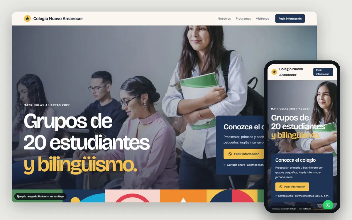 Ejemplo de página web para colegios
