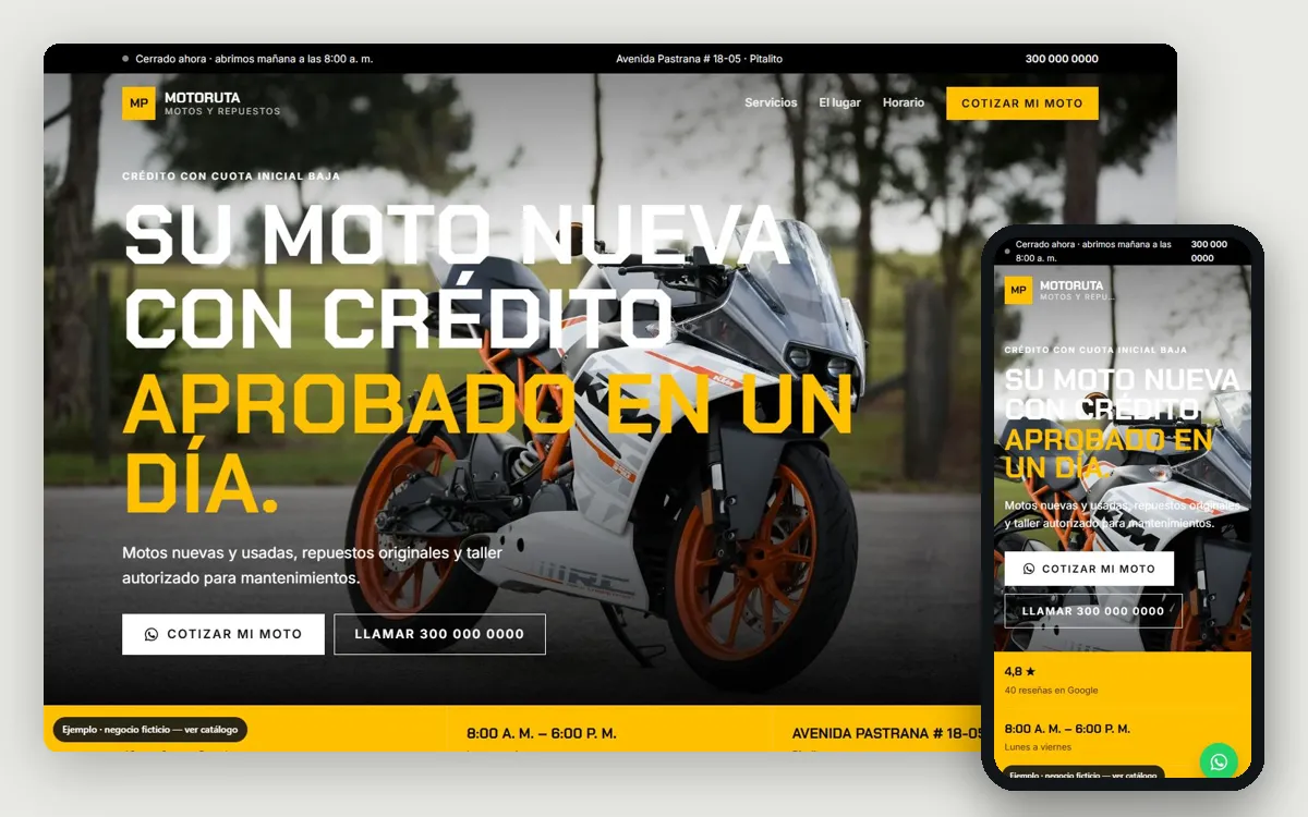 Ejemplo de página web para motos y carros