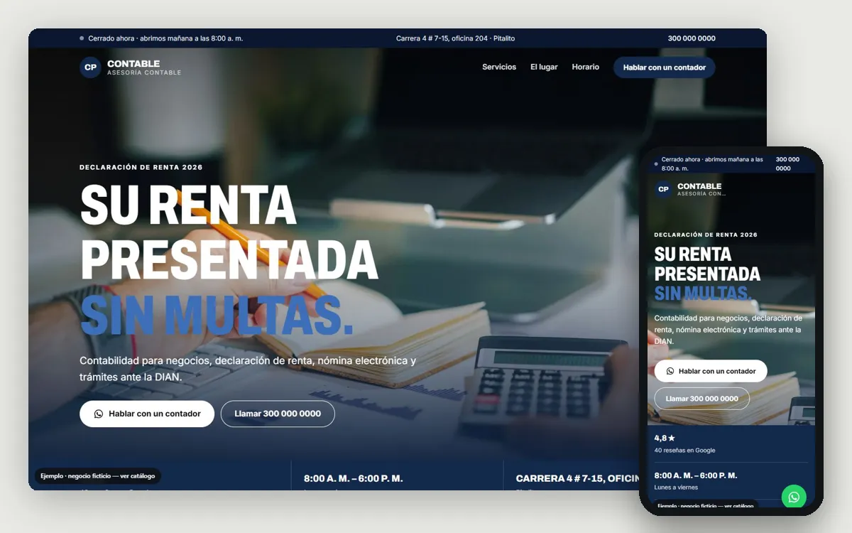 Ejemplo de página web para contadores