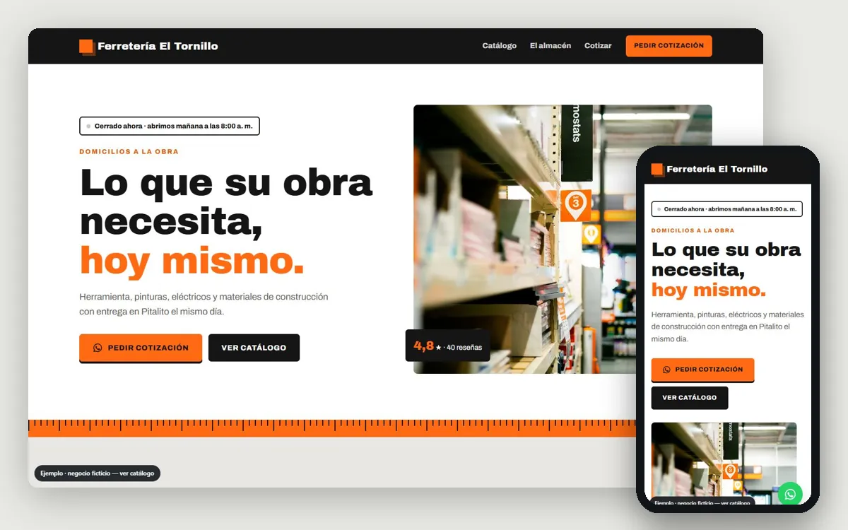 Ejemplo de página web para ferreterías