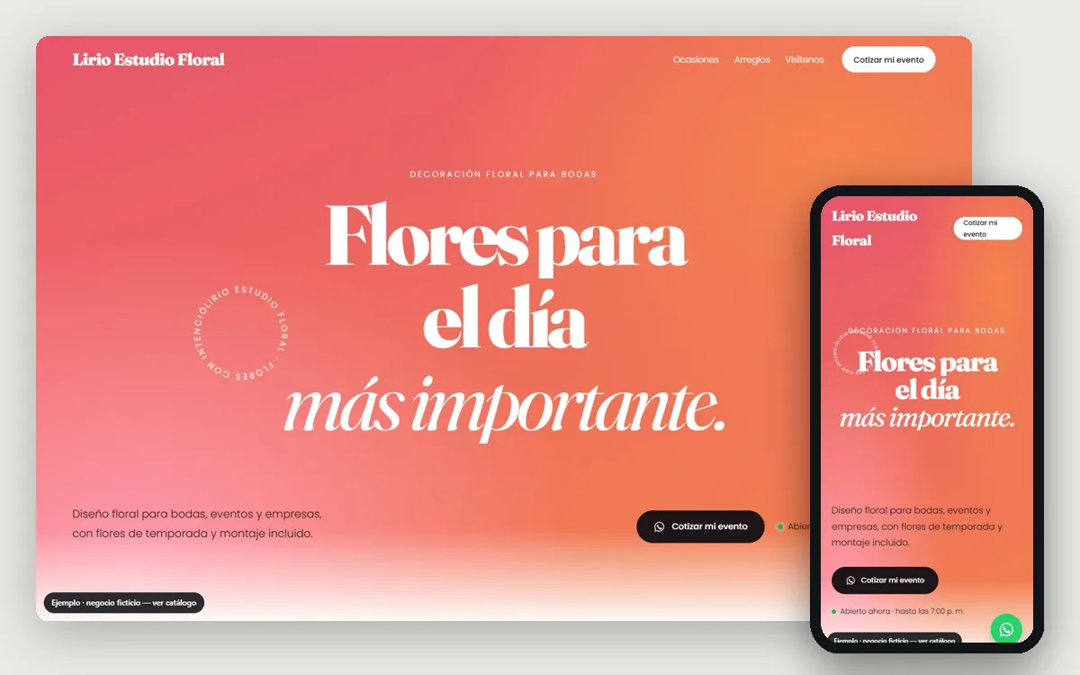 Ejemplo de página web para floristerías