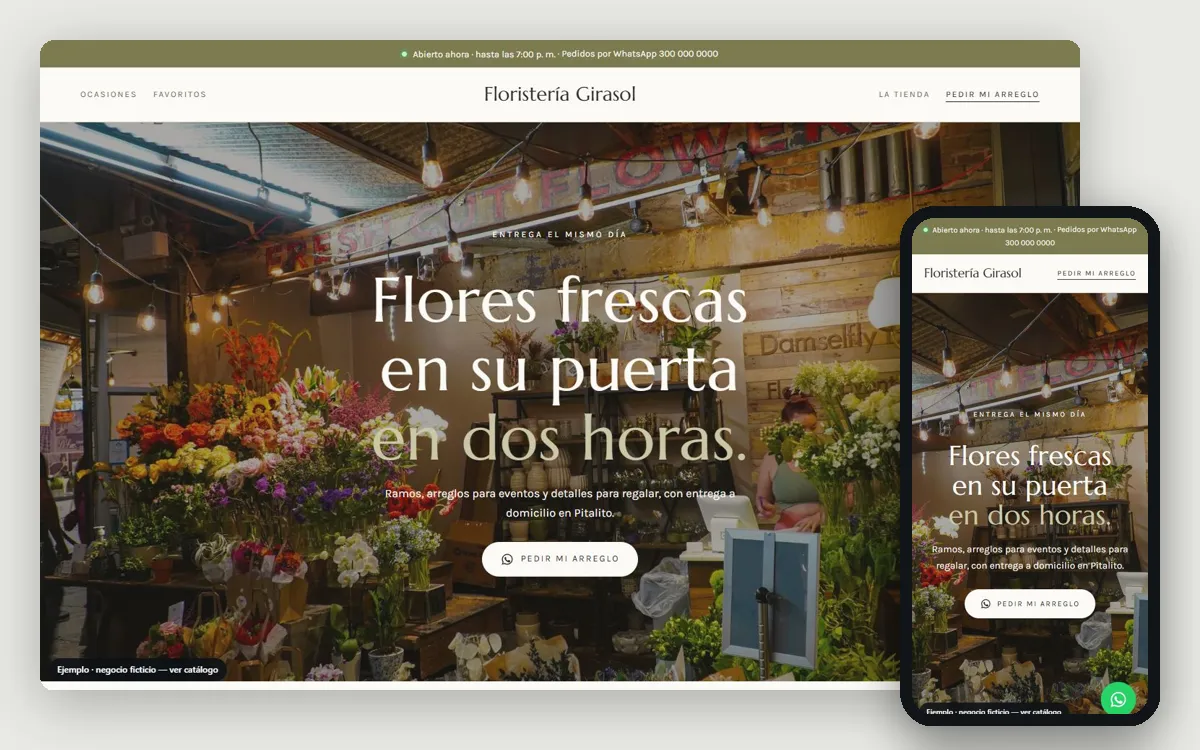 Ejemplo de página web para floristerías