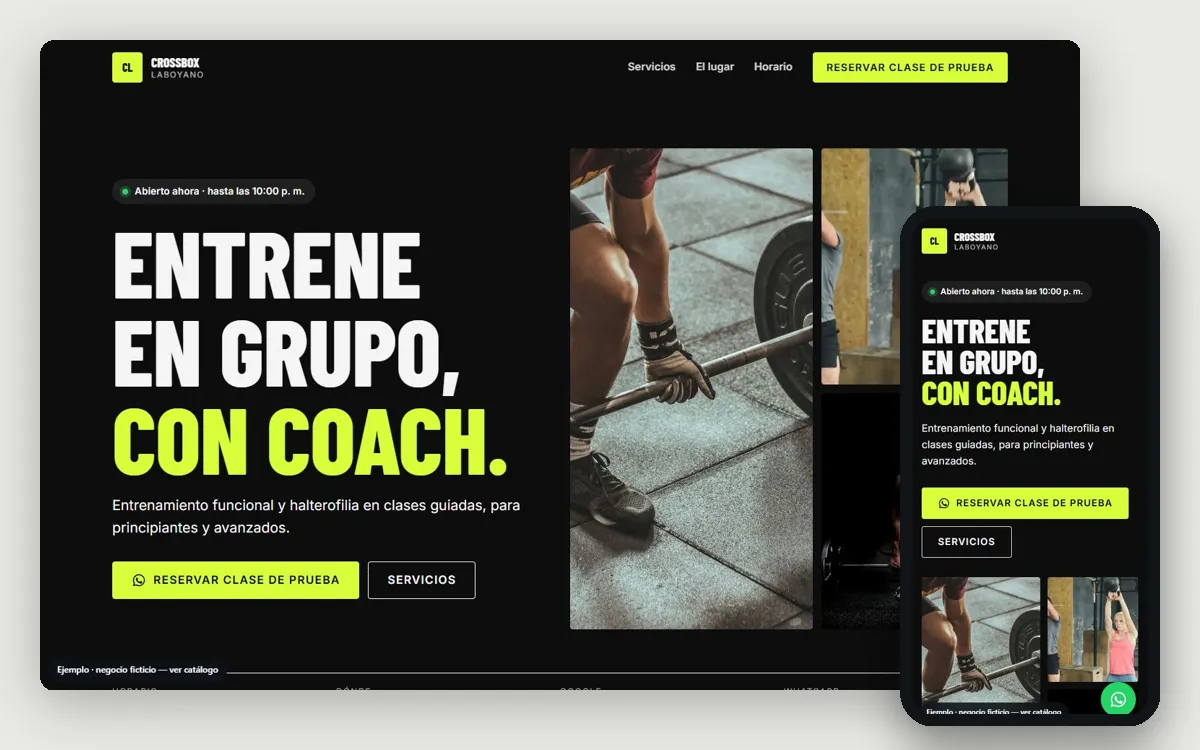 Ejemplo de página web para gimnasios