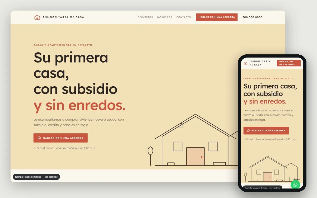 Ejemplo de página web para inmobiliarias