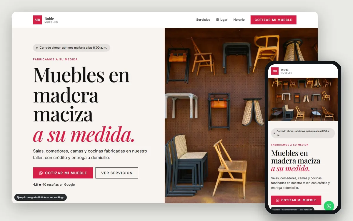 Ejemplo de página web para mueblerías