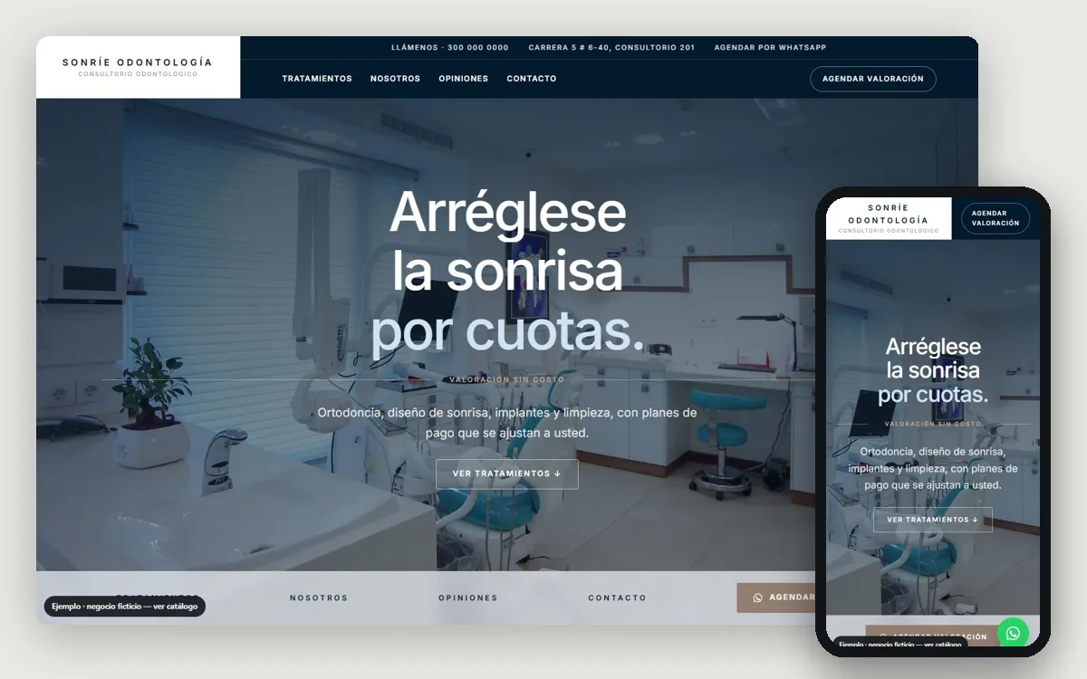 Ejemplo de página web para odontólogos