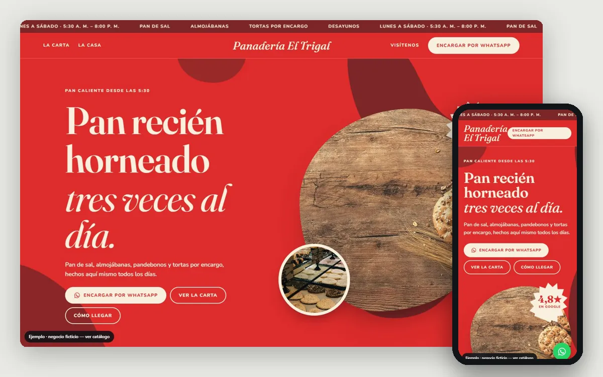 Ejemplo de página web para panaderías