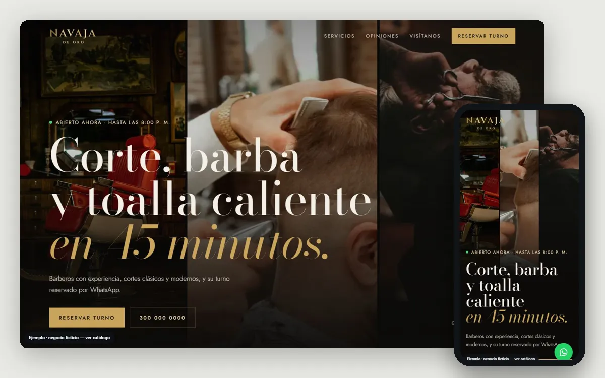 Ejemplo de página web para barberías y peluquerías