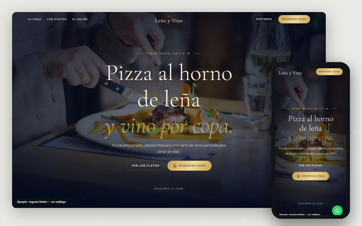 Ejemplo de página web para restaurantes
