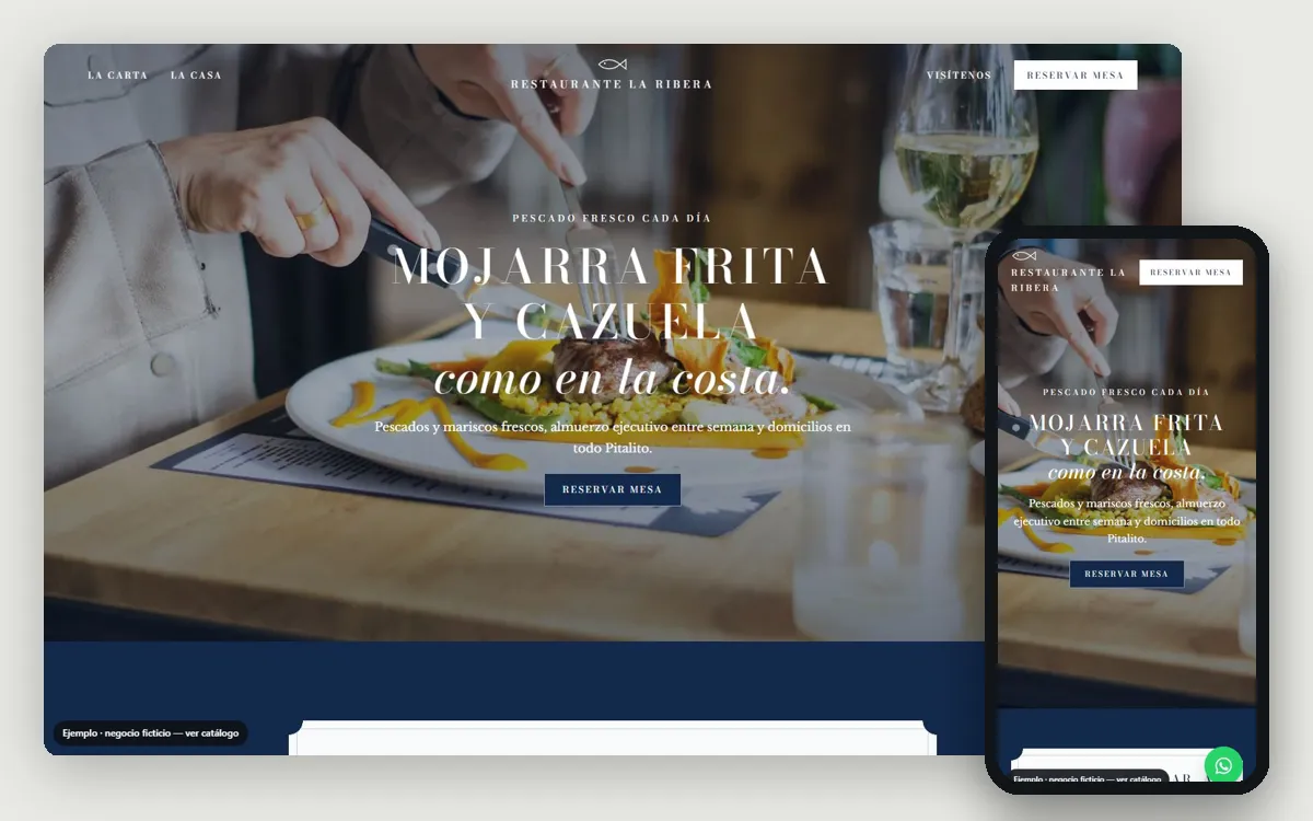 Ejemplo de página web para restaurantes