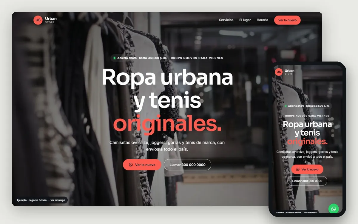 Ejemplo de página web para tiendas de ropa