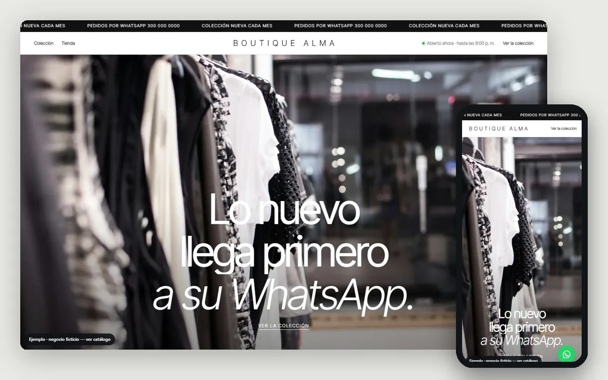 Ejemplo de página web para tiendas de ropa
