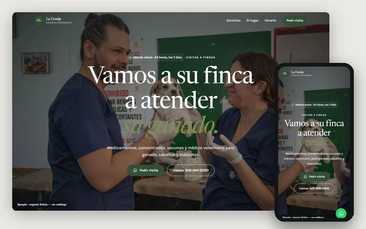 Ejemplo de página web para veterinarias