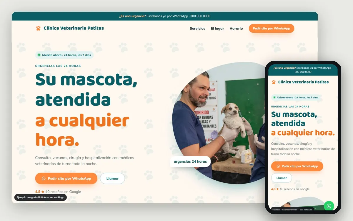 Ejemplo de página web para veterinarias